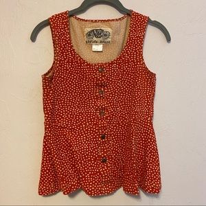 Effie’s Heart Red Polka Dot Flare Tank Top